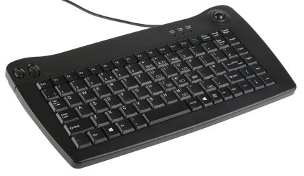 RS PRO Mini-clavier Filaire PS/2 Trackball, QWERTY (UK) Noir