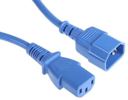 RS PRO Netzkabel, A IEC C13 / Buchse, B IEC C14 / Stecker, 500mm Blau