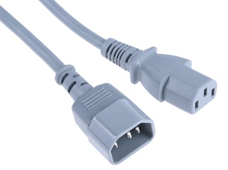 RS PRO IEC C13 Socket To IEC C14 Plug Power Cord, 2m