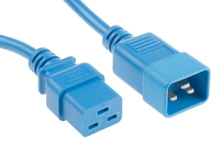 RS PRO Netzkabel, A IEC C19 / Buchse, B IEC C20 / Stecker, 3m Blau
