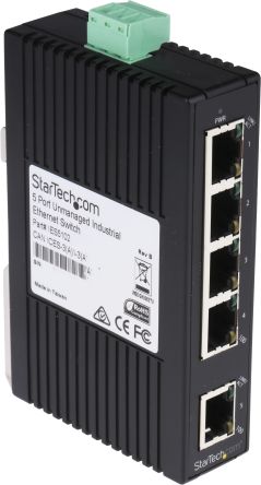 StarTech.com Switch Ethernet Montaje En Carril DIN, 5 Puertos, 10/100Mbit/s, 5 RJ45, 0 SFP
