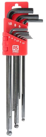 RS PRO Metrisch Innensechskant-Schlüssel, Satz 9-teilig 1.5mm L-Form Extra Lang