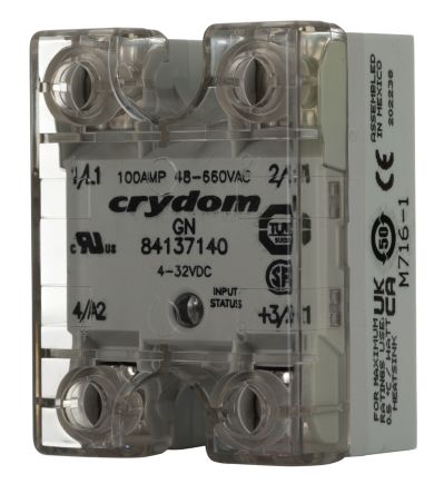 Sensata / Crydom GN Series Solid State Relay, 100 A Rms Load, Panel Mount, 660 V Ac Load, 32 V Dc Control