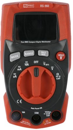 RS PRO RS-960 Handheld Digital Multimeter, True RMS, 10A Ac Max, 10A Dc Max, 600V Ac Max - UKAS Calibrated