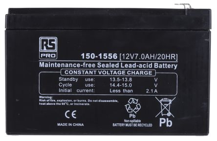 RS PRO Batterie Au Plomb étanche 12V 7Ah Cyclique