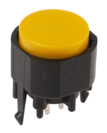 C & K Druckschalter Gelb Beleuchtet Tastend PCB-Montage, EIN-AUS Schalter, 1-polig 30V Dc / 100 MA