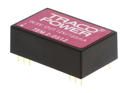 TRACOPOWER TEM 2 DC/DC-Wandler 2W 5 V Dc IN, 12V Dc OUT / 165mA 1kV Dc Isoliert
