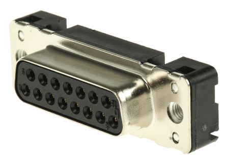 HARTING 15 Way Through Hole D-sub Connector Socket, 2.74mm Pitch, With M3 Threaded Inserts