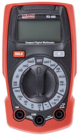 RS PRO Multimètre Numérique Portable, 600V C.a. 10A C.a., Etalonné RS