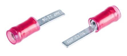 TE Connectivity, PIDG Insulated Crimp Blade Terminal 12.4mm Blade Length, 0.2mm² To 1.6mm², 22AWG To 16AWG, Red