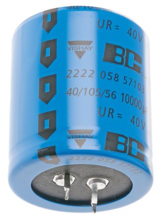 Vishay 58 Snap-In Aluminium-Elektrolyt Kondensator 10000μF ±20% / 40V Dc, Ø 35mm X 40mm, Bis 105°C