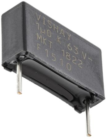 Vishay MKT 1822 Polyester Film Capacitor, 40 V Ac, 63 V Dc, ±10%, 1μF, Through Hole