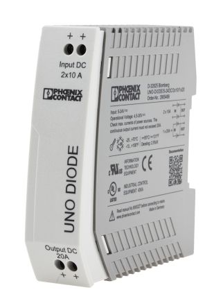 Phoenix Contact UNO-DIODE/5-24DC/2X10/1X20 Redundanzmodul Für Netzteil Paralleler Anschluss Zweier Netzteileinheiten