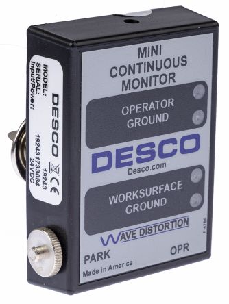 Desco Europe 静电监控仪, 10 mm 插孔, 10 mm 咬接, 咬接接口, 24 V dc, 100 → 240V 交流电源