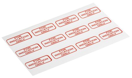 RS PRO Rot Vorbedrucktes, Selbstklebendes Etikett: For Indication Only, 15mm X 40mm, 120 Stück