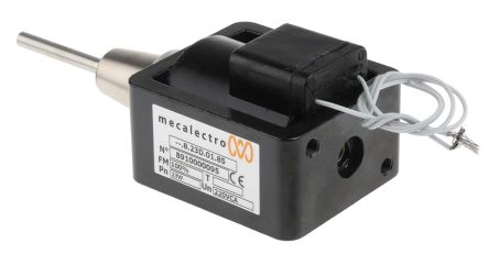 Mecalectro 直动式电磁阀, 230 V 交流电源, 推拉力作用, 最大行程25mm, 保持力18 → 80N