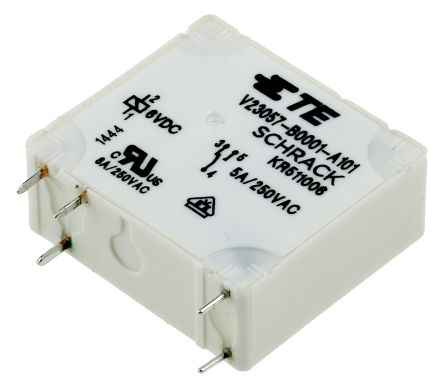TE Connectivity Card E Monostabiles Relais, Printrelais 1-poliger Wechsler 5A 6V Dc Spule / 450mW