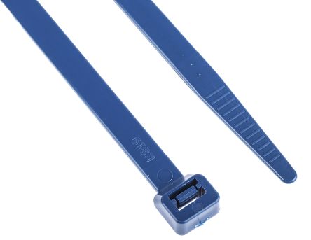 RS PRO Brida De Nylon Magnético Detectable Azul, 380mm X 7,6 Mm, Detectable Por Detector De Metal