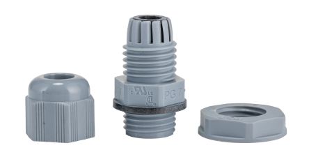 Alpha Wire FIT Wire Management Series Slate Chloroprene Rubber (O-Ring/Seal), Polyamide Cable Gland, PG7 Thread, 3mm