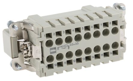 HARTING Han ES Industrie-Steckverbinder Kontakteinsatz, 16-polig 16A Stecker