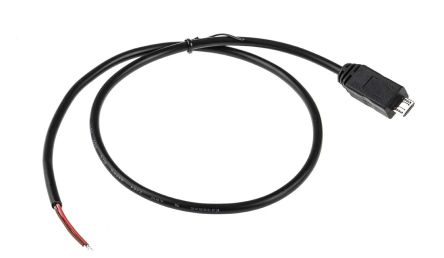 RS PRO Cable USB, Con A. Micro USB B Macho, Con B. Sin Terminación, Long. 500mm, Color Negro