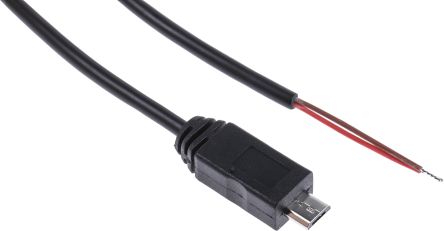 RS PRO USB-Kabel, Micro-USB B / Offenes Ende, 1.8m Schwarz