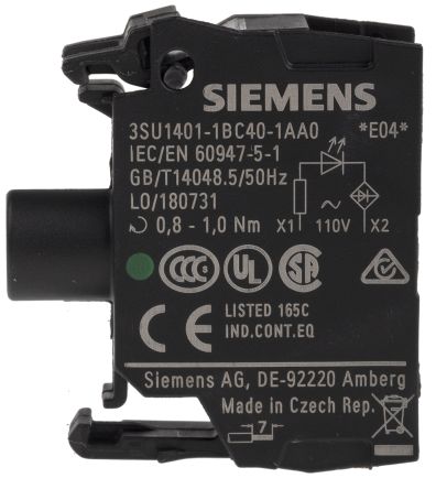 Siemens Lampenfassung, SIRIUS ACT -Serie, LED, Grün, 110 V Ac, Schraubanschluss, Typ Lichtblock