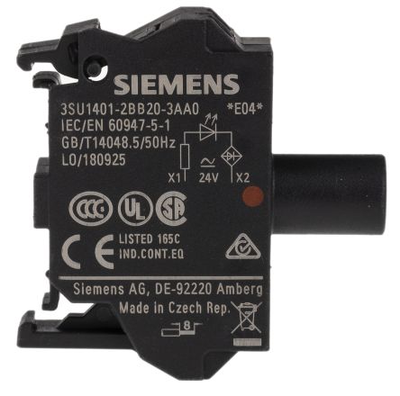 Siemens Lampenfassung, SIRIUS ACT -Serie, LED, Rot, 24 V Ac/dc, Klemmanschluss, Typ Lichtblock