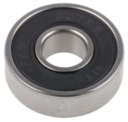 FAG 607-2RS Single Row Deep Groove Ball Bearing- Both Sides Sealed End Type, 7mm I.D, 19mm O.D