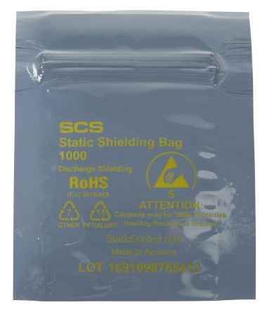 SCS 防静电袋, 透明, 耗散, 静电屏蔽袋, 100件装