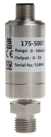 RS PRO Sensor De Presión Manométrica, 0bar → 50mbar, G1/4, 9 → 32 V Dc, Salida Analógica