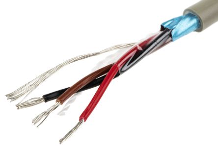 Alpha Wire Pro-Tekt Datenkabel 0,23 Mm² Ø 4.22mm Folie Schirmung PVC Isoliert Mehrleiter Grau