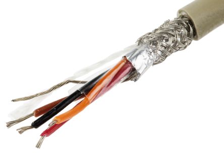 Alpha Wire Pro-Tekt Datenkabel 0,23 Mm² Ø 5.13mm Folie Schirmung PVC Isoliert Mehrleiter Grau