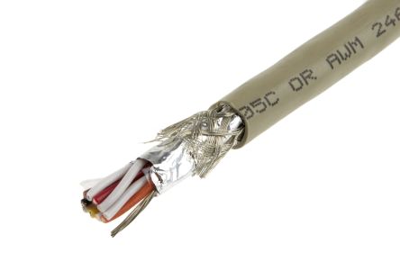 Alpha Wire Pro-Tekt Datenkabel, 5-paarig 0,23 Mm² Ø 7.39mm Folie Und Geflecht Schirmung PVC Isoliert Twisted Pair Grau