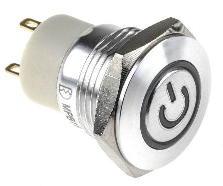 RS PRO Interruptor De Botón Pulsador, SPST, Enclavamiento, 2 A, 36V Dc, Montaje En Panel, IP67, Iluminado, Símbolo De