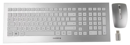 CHERRY DW 8000 Satz Aus Tastatur Und Maus, Wireless Tastatur, Wireless Maus, Tastatur Standardausführung QWERTY Silber