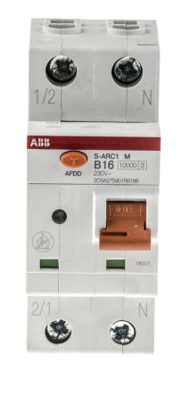 ABB Interruptor Automático 1P+N, 16A, Curva Tipo B, Poder De Corte 10 KA S-ARC1 M B16, Montaje En Carril DIN
