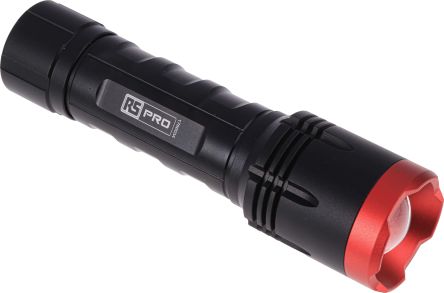 RS PRO LED手电筒, 1400 lm, 6 节 AA 电池电池, 黑色