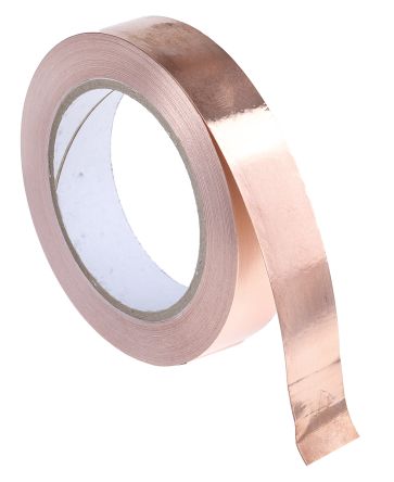 RS PRO Metallband Kupferband Leitend, Stärke 0.035mm, 25mm X 33m, -20°C Bis +155°C, Haftung 4,5 N/cm