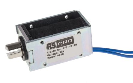 RS PRO Linear Solenoid, 12 V Dc, 53.5 X 27 X 30 Mm