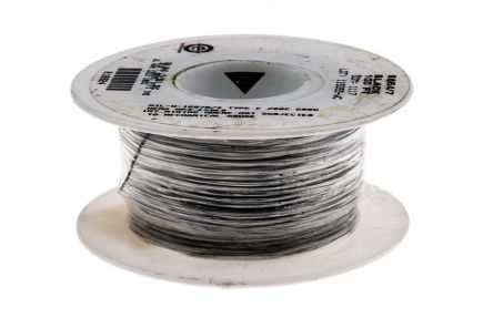 Alpha Wire Einzeladerleitung 0.23 Mm², 24 AWG 30m Schwarz PTFE Isoliert Ø 1.12mm 7/0.20 Mm Litzen UL1213