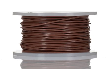 Alpha Wire Einzeladerleitung 0.35 Mm², 22 AWG 30m Braun PTFE Isoliert Ø 1.27mm 7/0,25 Mm Litzen UL1213