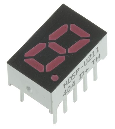 Broadcom 1位LED数码管, 红光, 通孔安装