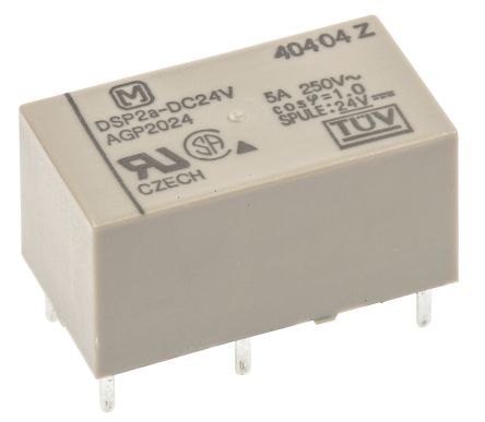 Panasonic PCB Mount Power Relay, 24V Dc Coil, 5A Switching Current, DPST