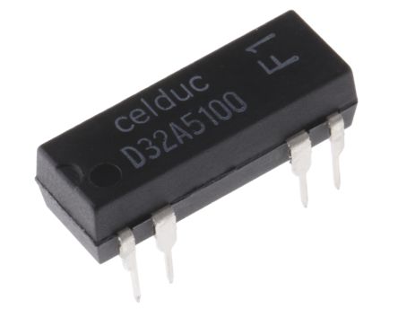 Celduc 干簧管继电器, 12V 直流线圈电压, 双刀单掷, 最大切换电流 0.5 A
