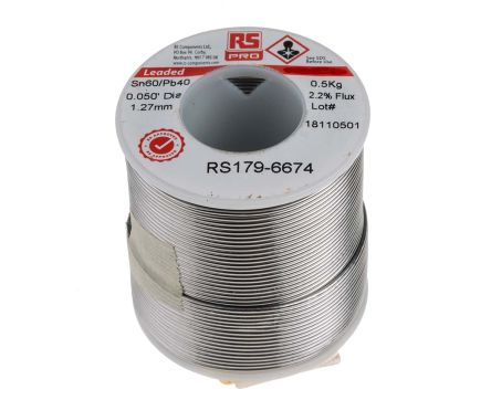 RS PRO Wire, 1.2mm Lead Solder, 183°C Melting Point