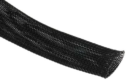 RS PRO Kabelschlauch Schwarz PET Für Kabel-Ø 28mm Bis 47mm, Länge 10m Umflochtener Dehnbar