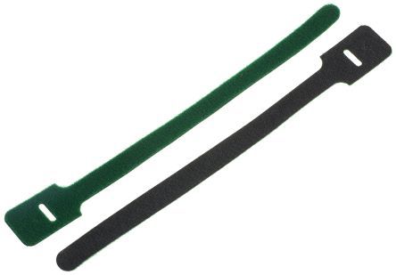 RS PRO 电缆扎带, 尼龙扎带, 钩子和环状扣, 225mm长x25 mm宽, 绿色