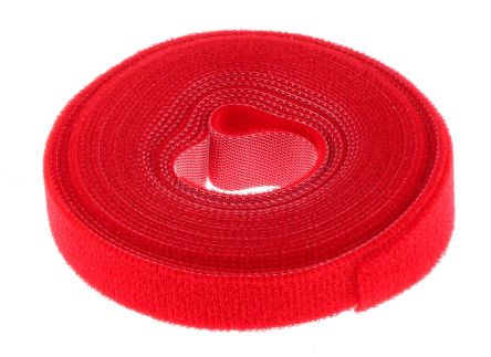 RS PRO 电缆扎带, 尼龙扎带, 钩子和环状扣, 5m长x16 mm宽, 红色