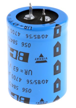 Vishay 056 PSM-SI Snap-In Aluminium-Elektrolyt Kondensator 4700μF ±20% / 63V Dc, Ø 30mm X 40mm, +85°C